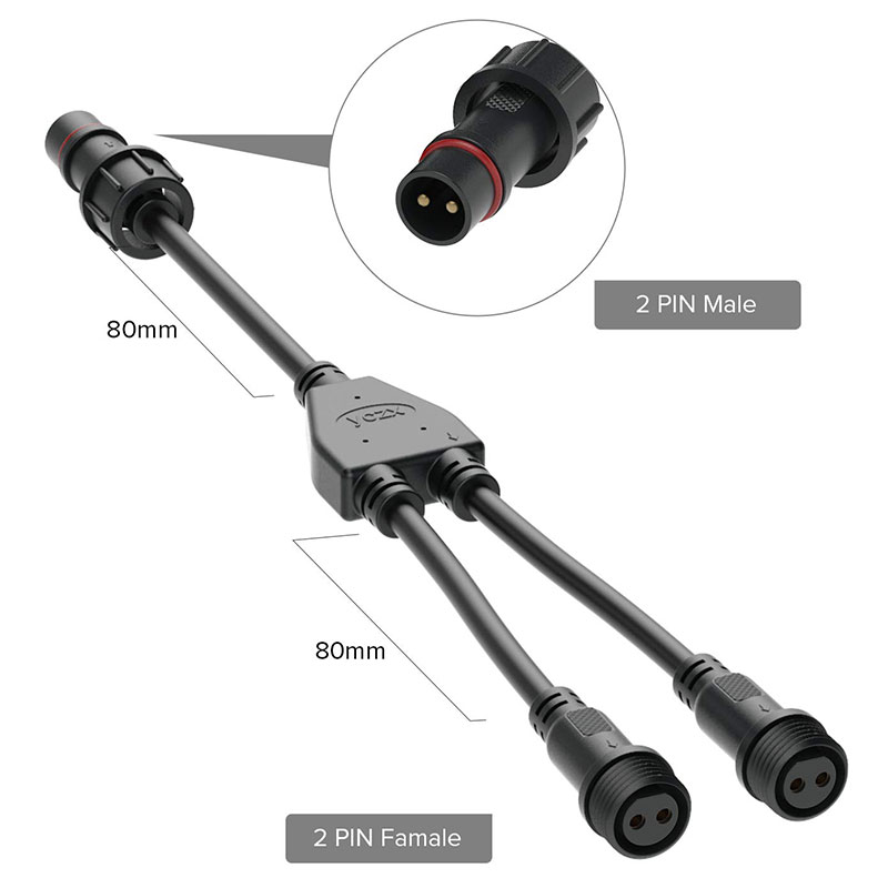 Large 2/3/4/5 Pin 1-to-2 IP68 Waterproof Wire Cable Splitter Connector Large 2/3/4/5 Pin 1-to-2 IP68 Waterproof Wire Cable Splitter Connector